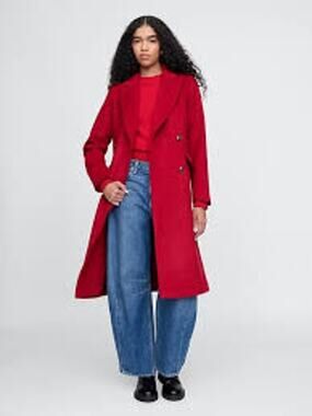 Gap Chesterfield Coat Womens Size Medium Sled Red NWT Retail $  198 Wool Blend